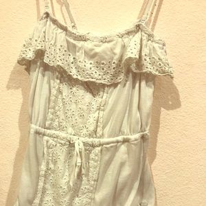 White Crochet Ruffle Camisole Tube Top